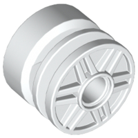 Wheel 18mm D. x 14mm with Pin Hole, Fake Bolts and Shallow Spokes, 55981 White N