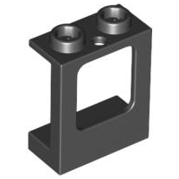 Window 1 x 2 x 2 Plane, Single Hole Top and Bottom for Glass, 60032 Black N