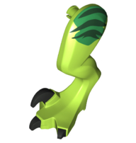 Dinosaur Leg Large (Rear) Raptor Left with Pin with Black Claws and Dark Green Stripes over Green Pattern, 98071pb09 Lime U
