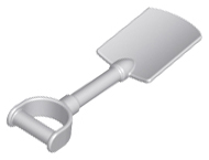 Деталь LEGO 10566 Duplo Utensil Shovel / Spade with Smooth Handle and Short Blade (total length 75mm) Light Bluish Gray N