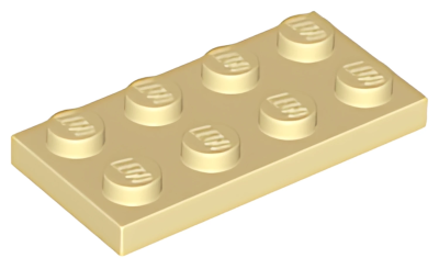 Деталь LEGO Plate 2 x 4 3020 Tan U
