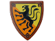 Minifigure, Shield Triangular Short with Large Black Cat with 6 Legs and 2 Tentacles (Dungeons & Dragons Displacer Beast) on Yellow and Orange Background Pattern, 3846pb070  