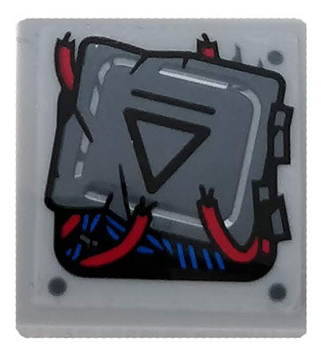 Slope, Curved 2 x 2 x 2/3 with Dark Bluish Gray Electric Panel, Red and Blue Wires Pattern (Sticker) - Set 76113, 15068pb165 Light Bluish Gray U