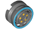 Wheel 11mm D. x 6mm with 7 Slanted Spokes with Blue Rim Edge and Yellow Bolts Pattern, 30838pb01  