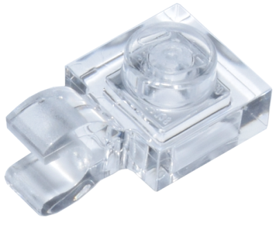 Plate, Modified 1 x 1 with Open O Clip (Horizontal Grip), 61252 Trans-Clear N