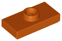 Plate, Modified 1 x 2 with 1 Stud with Groove and Bottom Stud Holder (Jumper), 15573 Dark Orange U