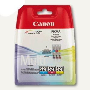 Комплект цветных картриджей Canon CLI-521 CMY оригинальный набор для Pixma iP3600, iP4600, iP4700, MP540, MP550, MP560, MP620, MP630, MP640, MP980, MP990, MX860, MX870 2934B007