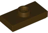 Plate, Modified 1 x 2 with 1 Stud with Groove and Bottom Stud Holder (Jumper), 15573 Dark Brown N