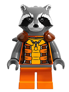 Минифигурка Lego Rocket Raccoon - Orange and Reddish Brown Outfit, Dark Bluish Gray Head sh122