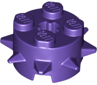 Brick, Round 2 x 2 with Spikes and Axle Hole 27266 Dark Purple U