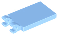 Tile, Modified 2 x 3 with 2 Open O Clips, 30350b Bright Light Blue N