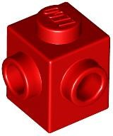 Brick, Modified 1 x 1 with Studs on 2 Sides, Adjacent 26604 Red N