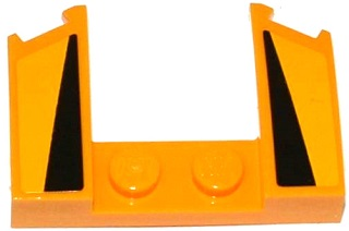 Wedge 3 x 4 x 2/3 Curved with Cutout with 2 Black Triangles on Bright Light Orange Background Pattern (Stickers) - Set 75909, 11291pb02 Bright Light Orange U