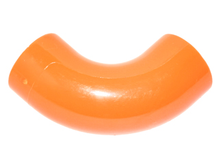 Brick, Round 1 x 1 d. 90 degrees Elbow Macaroni - No Stud - Type 2 - Axle Hole, 25214 Orange U