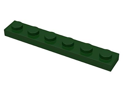 Деталь LEGO Plate 1 x 6 3666 Dark Green U
