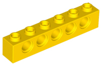 Technic, Brick 1 x 6 with Holes, 3894 Yellow U