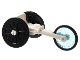 Minifigure, Utensil Wheelchair Racer with Black Wheelchair Wheels and Trans-Light Blue Bicycle Wheel with Molded Black Hard Rubber Tire (80501 / 24314pb01 / 92851pb01), 80501c01  