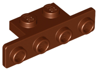 Bracket 1 x 2 - 1 x 4 with Rounded Corners, 2436b Reddish Brown N