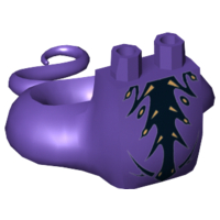 Lower Body, Serpent with Molded Flexible Rubber (Same Color) Tail and Printed Black and Gold Scales Pattern, 98140pb05 Dark Purple U