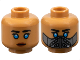 Minifigure, Head Dual Sided Female Black Eyebrows and Eyelashes, Dark Azure Eyes, Neutral with Reddish Brown Lips / Dark Bluish Gray and Dark Silver Mask Pattern, 3626pb3537  