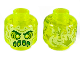 Minifigure, Head Alien Ghost with Yellowish Green Face, Slime Mouth and Flames in Back Pattern, 3626pb2435