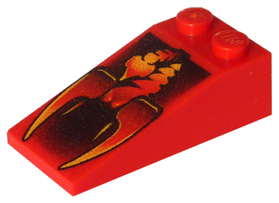 Slope 18 4 x 2 with Black and Yellow Scorpion Pattern, 30363pb003 Red U