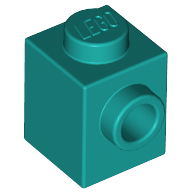 Brick, Modified 1 x 1 with Stud on Side 87087 Dark Turquoise U