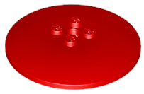 Dish 6 x 6 Inverted (Radar) - Solid Studs, 44375b Red N