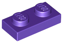 Plate 1 x 2, 3023 Dark Purple N