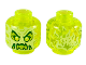 Minifigure, Head Alien Ghost with Yellowish Green Face, Slime Mouth, Raised Eyebrows and Flames in Back Pattern, 3626pb2451  