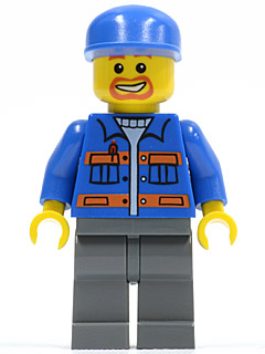 Минифигурка LegoBlue Jacket with Pockets and Orange Stripes, Dark Bluish Gray Legs, Blue Cap, Beard Around Mouth cty0141 Used