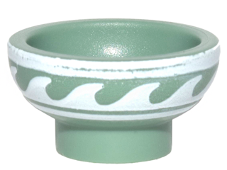 Minifigure, Utensil Bowl with White Rim and Waves Pattern, 34172pb01 Sand Green U