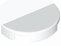 Tile, Round 1 x 2 Half, 1748 White N