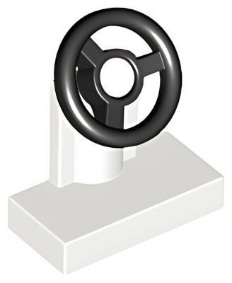 Деталь LEGO Vehicle, Steering Stand 1 x 2 with Black Steering Wheel 3829c01 (3828c01) White U