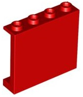 Panel 1 x 4 x 3 with Side Supports - Hollow Studs, 60581 Red N