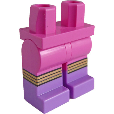 Hips and Legs with Molded Medium Lavender Lower Legs / Boots and Printed Gold Knee Straps with Black Stripes Pattern, 970c00pb1620 Dark Pink N