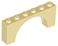 Деталь Lego Арка Arch 1 x 6 x 2 - Medium Thick Top without Reinforced Underside 15254 Tan N