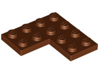 Plate 4 x 4 Corner, 2639 Reddish Brown N