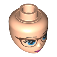 Mini Doll, Head Friends with Blue Eyes, Glasses with Copper Frames, Pink Lips with Closed Mouth Smile Pattern, 30877 Light nougat U