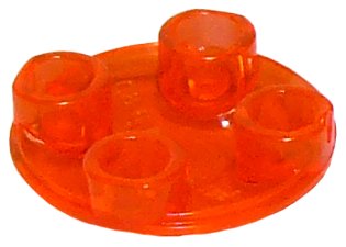 Plate, Round 2 x 2 with Rounded Bottom (Boat Stud), 2654 Trans-Neon Orange U