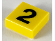 Tile 1 x 1 with Black Number 2 Pattern, 3070p02  