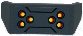 Vehicle, Spoiler with Bar Handle with Black Lines, Yellow and Orange Dots Pattern (Sticker) - Set 70312, 98834pb08 Dark Bluish Gray U