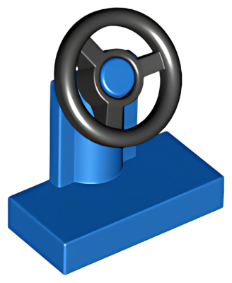 Деталь LEGO Vehicle, Steering Stand 1 x 2 with Black Steering Wheel 3829c01 (3828c01) Blue U
