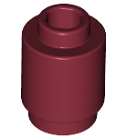 Brick, Round 1 x 1, 3062 Dark Red U