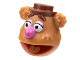 Minifigure, Head, Modified Muppet Fozzie, Reddish Brown Hat and Eyebrows, Dark Pink Nose Pattern, 89646pb01  