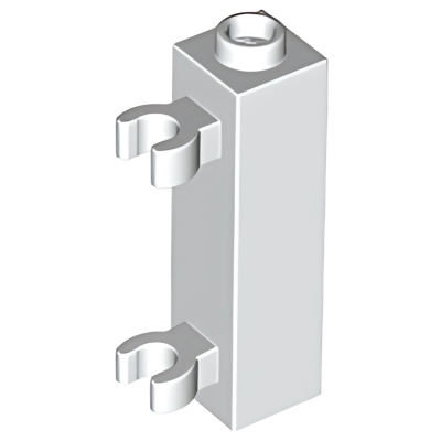 Деталь LEGO Brick, Modified 1 x 1 x 3 with 2 Clips (Vertical Grip) - Hollow Stud 60583b (42944) White N