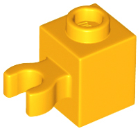 Brick, Modified 1 x 1 with Open O Clip (Vertical Grip) - Hollow Stud, 60475b Bright Light Orange U