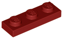 Plate 1 x 3, 3623 Dark Red N
