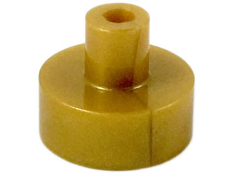Tile, Round 1 x 1 with Bar and Pin Holder, 20482 Pearl Gold N