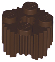 Brick, Round 2 x 2 with Axle Hole and Grille / Fluted Profile 92947 Dark Brown N